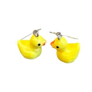 NWT Novelty Yellow Rubber Ducky Earrings Kawaii Dangle Jewelry Fun Quirky Gift